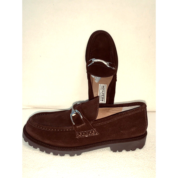 Sz 8.5D Kenneth Cole Reaction Brown Suede Bit Moc Toe Loafers Shoes Mens Unworn - Picture 1 of 15